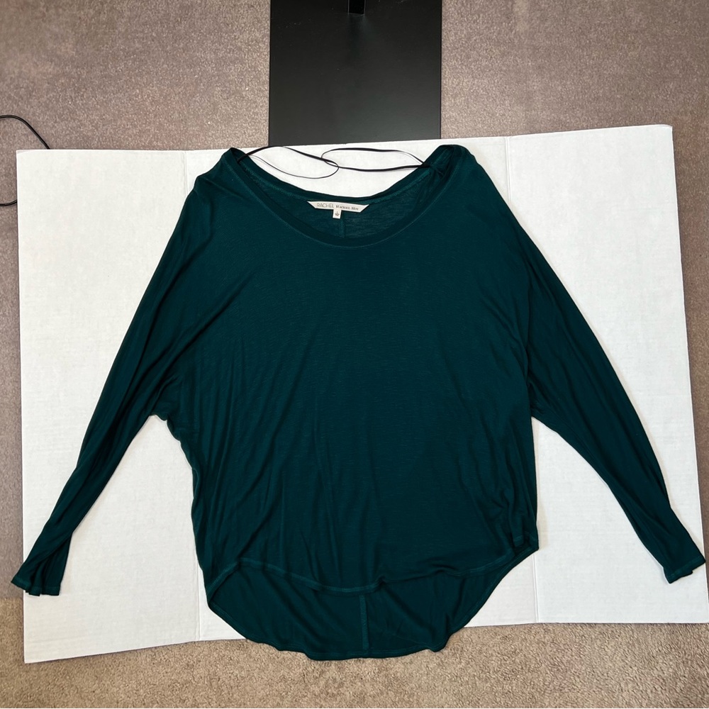 Long Sleeve High Low Top Green Layering Basic Oversized T Shirt Casual Blouse BF - Picture 17 of 17